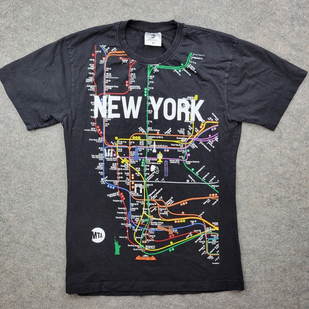 MTA Shirt Mens Medium New York City Subway Map Transit Graphic T-Shirt Train
